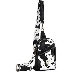 Cow Print Crossbody Mini Bag with Adjustable Strap and Zipper Pockets